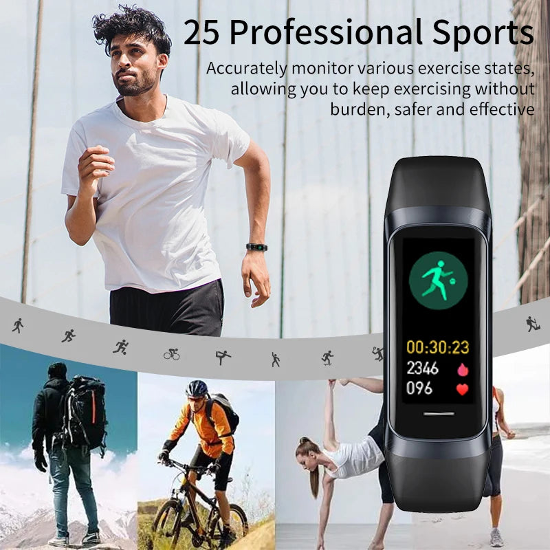 Amoled Smart Watch Men 2024 Smart Band Women Heart Rate Blood Smartwartch Waterproof Smart Bracelet Sport Fitness Tracker