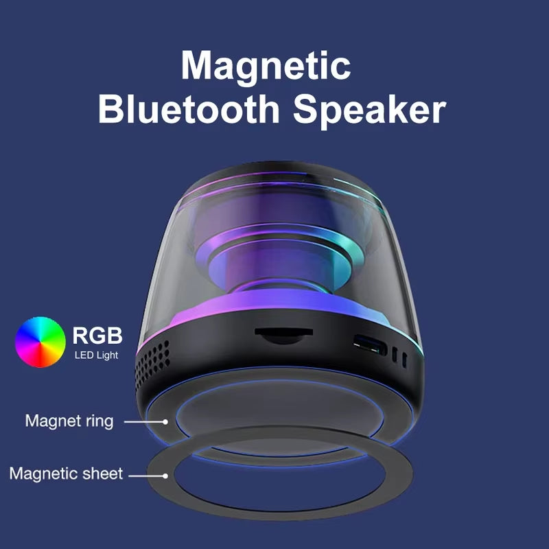 Magnetic Bluetooth Speaker RGB Mini Portable Speaker Magnetic Phone Holder Ring Wireless Sound Box Bluetooth Speaker Tower