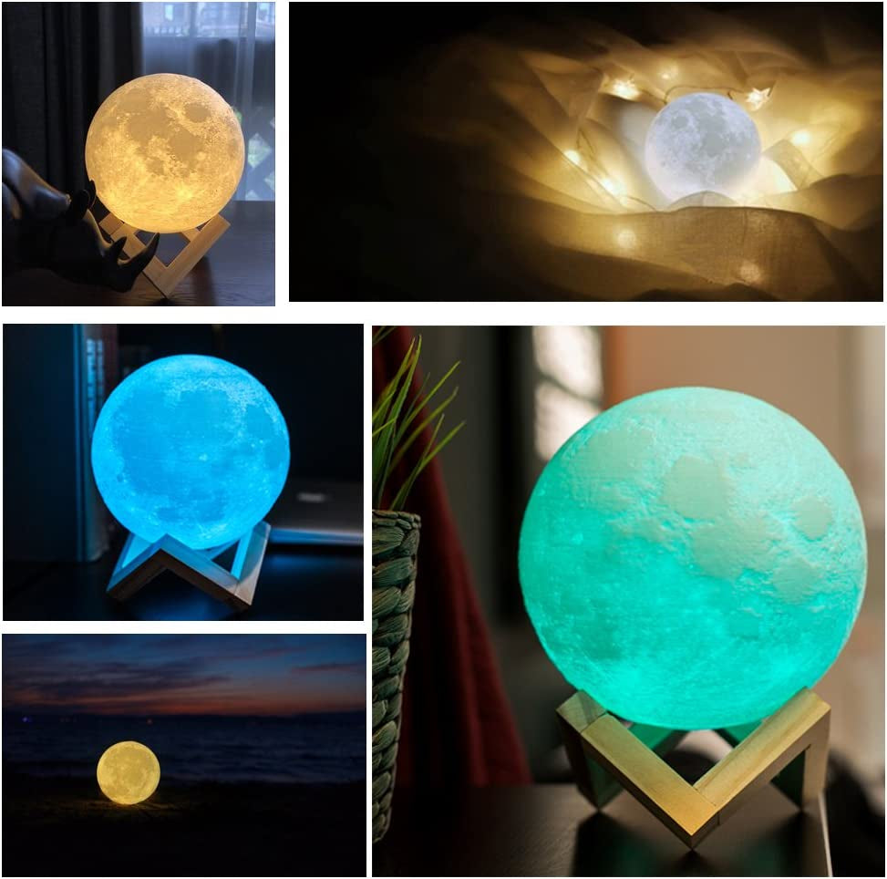 Moon Lamp 4.8Inch 16Colors 3D Printed Moon Lamp Moon Light Moon Night Light Moon Lamp for Bedrooms Galaxy Light Lava Lamp Moon Luna Lamp Personalized Moon Lamp Kids Night Lamp