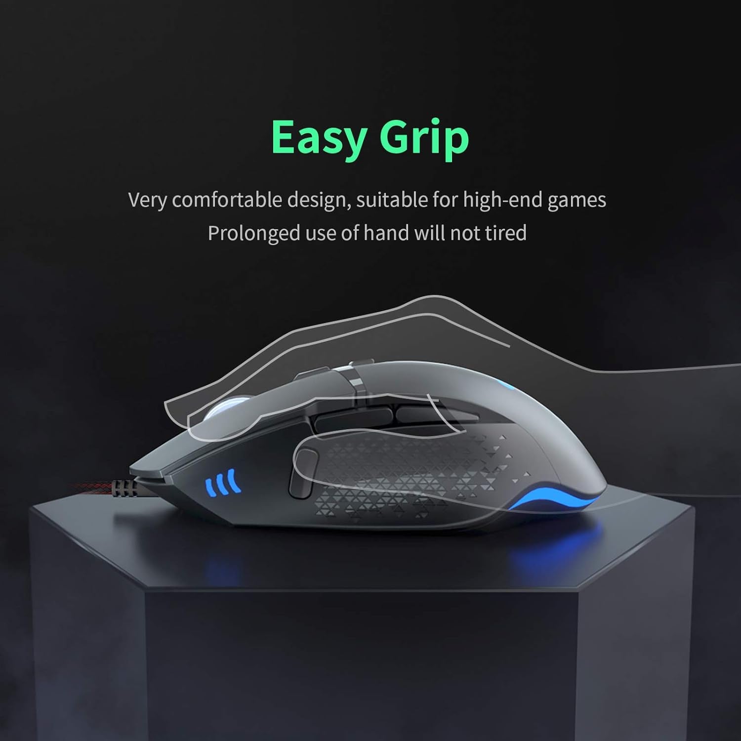 Gaming Mouse Wired 7200 DPI Adjustable Gaming Mice USB RGB Mouse for Big Hands, 8 Programmable PC Mice, Ergonomic Gamer Mouse for Gaming Laptop Desktop Computer PC with 1.67M Braided Cable