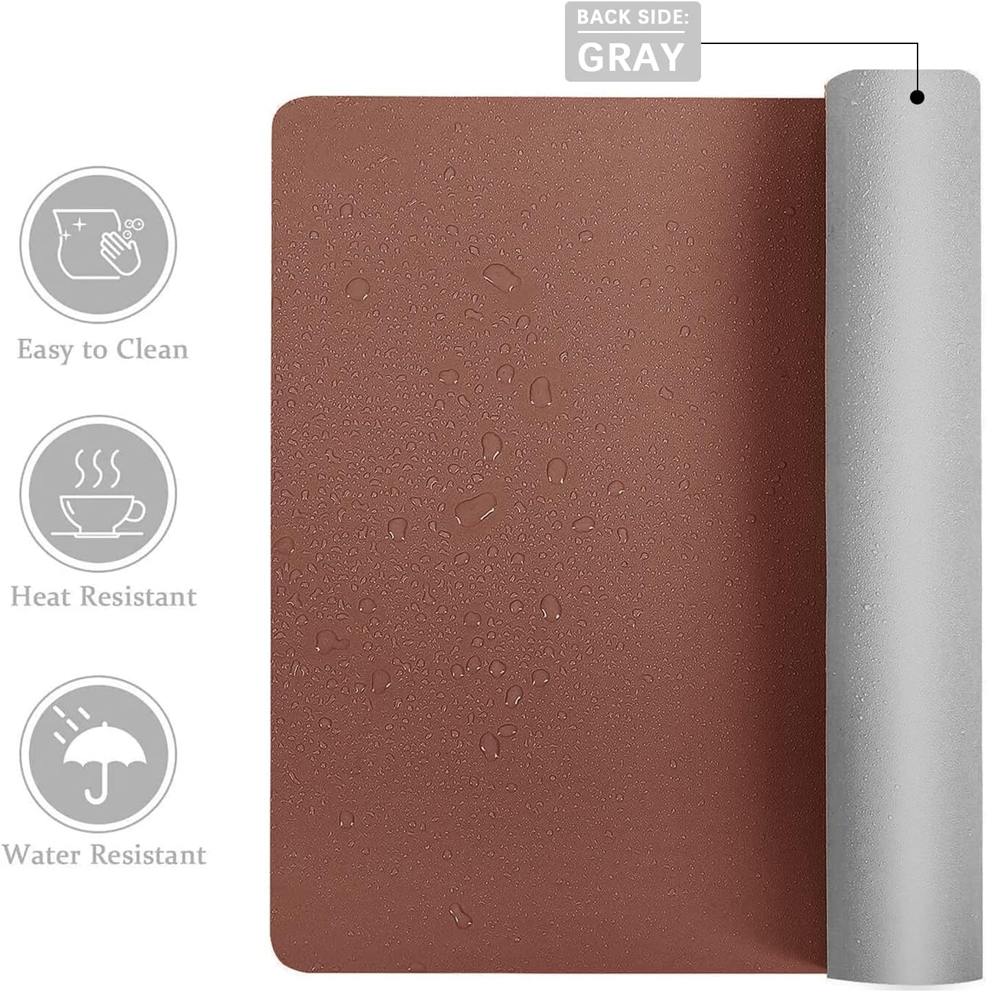 Double-Sided Desk Pad, Large Mouse Pad, Office Desk Mat, Non-Slip PU Leather Desk Blotter, Laptop Desk Pad, Waterproof Desk Writing Pad for Office and Home(Brown, 23.6" X 13.7")