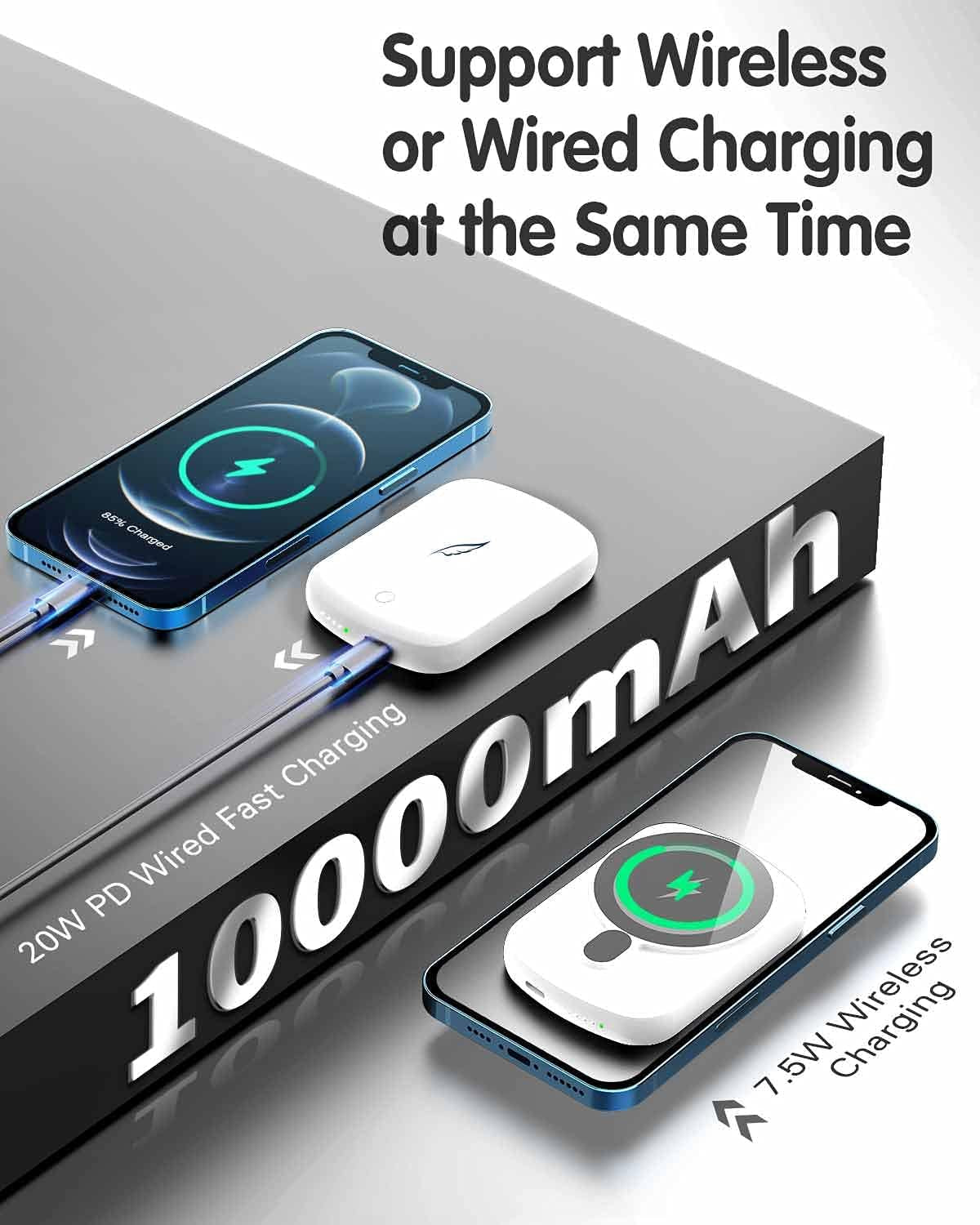 Magnetic Power Bank, 10000Mah Magnetic Wireless Power Bank 2023 Upgraded Large Capacity Mini Sized 20W Compatible with Iphone 12/Iphone 13/Pro/Pro Max/Mini