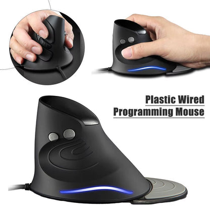 1Pcs Ergonomic Mouse Side Grip Vertical Mouse Wired Programming Mouse Wristband Relieves Hand Pressure New Technology Mouse