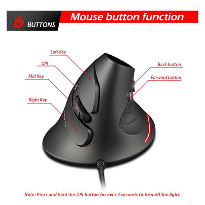 1Pcs Ergonomic Mouse Side Grip Vertical Mouse Wired Programming Mouse Wristband Relieves Hand Pressure New Technology Mouse