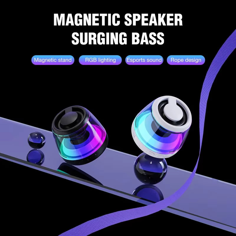 Magnetic Bluetooth Speaker RGB Mini Portable Speaker Magnetic Phone Holder Ring Wireless Sound Box Bluetooth Speaker Tower