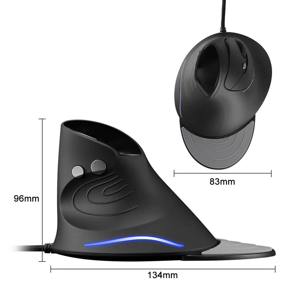 1Pcs Ergonomic Mouse Side Grip Vertical Mouse Wired Programming Mouse Wristband Relieves Hand Pressure New Technology Mouse