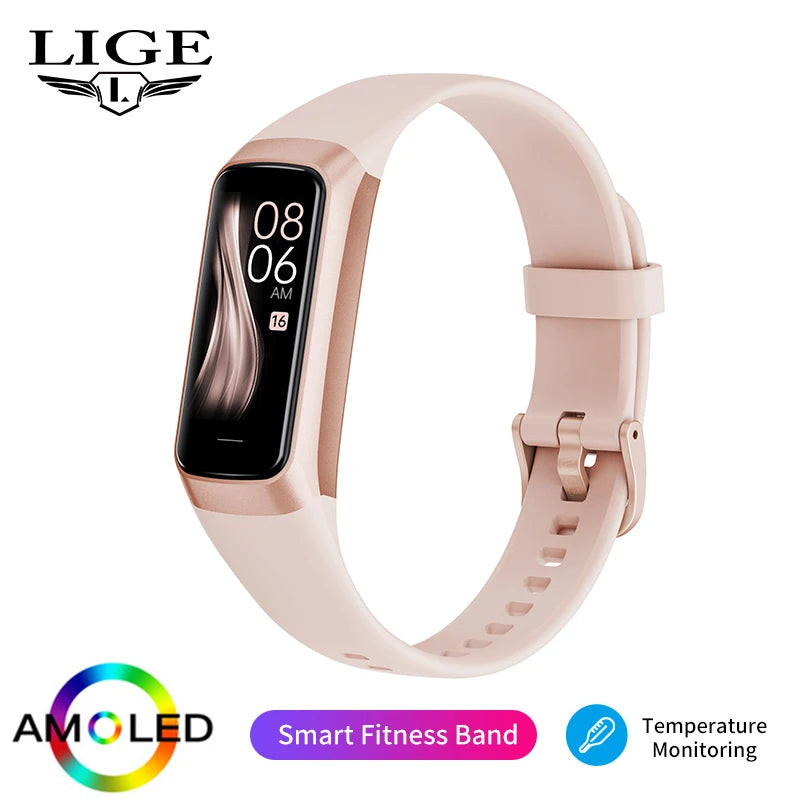 Amoled Smart Watch Men 2024 Smart Band Women Heart Rate Blood Smartwartch Waterproof Smart Bracelet Sport Fitness Tracker