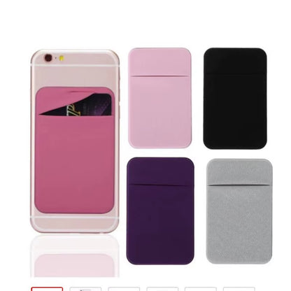 1PC Fashion Elastic Cloth Cell Phone Card Holder Mobile Phone Wallet Case Credit ID Card Holder Adhesive Sticker Pocket