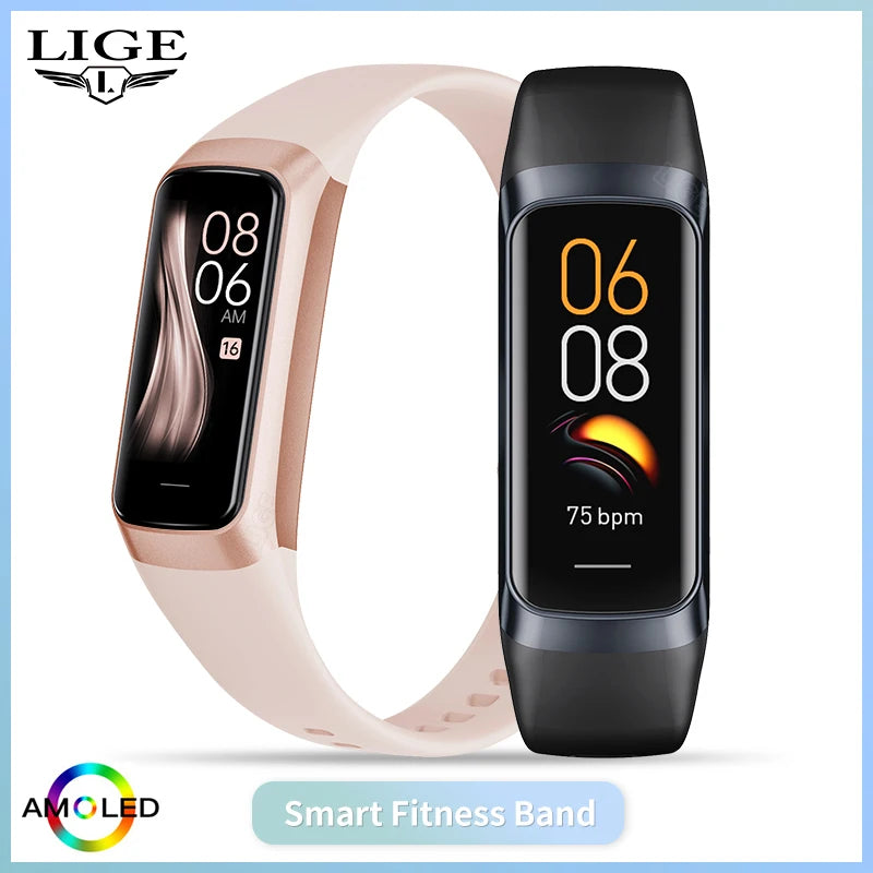 Amoled Smart Watch Men 2024 Smart Band Women Heart Rate Blood Smartwartch Waterproof Smart Bracelet Sport Fitness Tracker