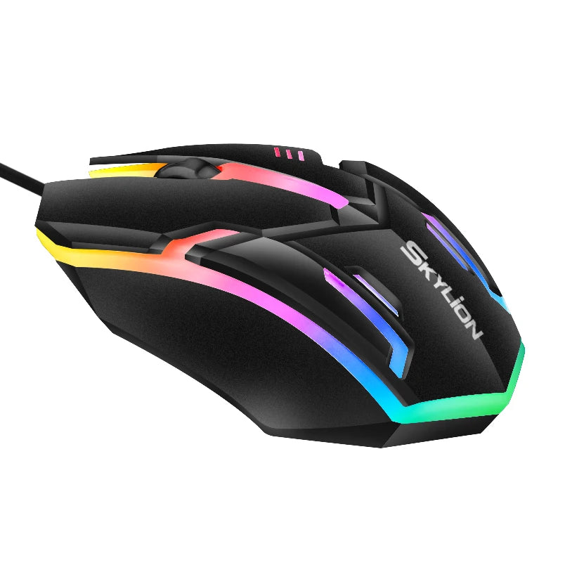 F1 Wired 3 Keys Mouse Colorful Lighting Gaming and Office for Microsoft Windows and Apple IOS System