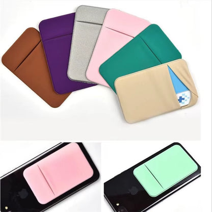 1PC Fashion Elastic Cloth Cell Phone Card Holder Mobile Phone Wallet Case Credit ID Card Holder Adhesive Sticker Pocket