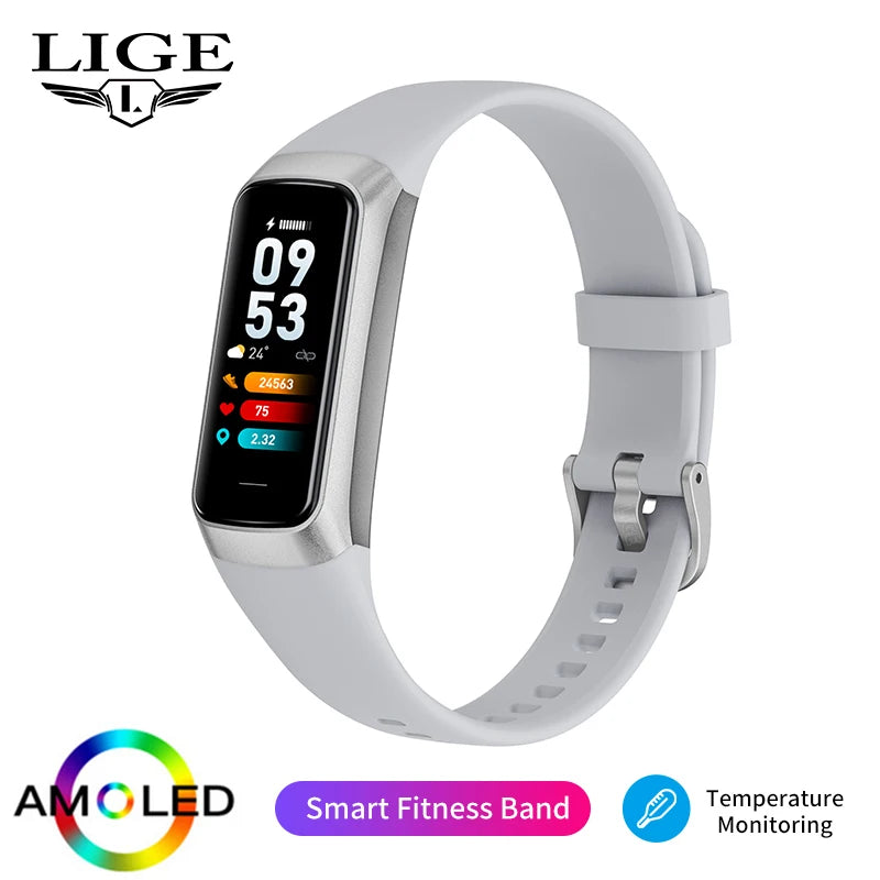 Amoled Smart Watch Men 2024 Smart Band Women Heart Rate Blood Smartwartch Waterproof Smart Bracelet Sport Fitness Tracker