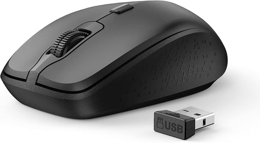 Wireless Mouse for Laptop Portable Mouse with Mouse Pad 2.4G/BT Ergonomic for Right or Left Hand Use 3 Adjustable DPI and USB Nano Receiver for PC Notebook Desktop Computer Mac (1PACK)